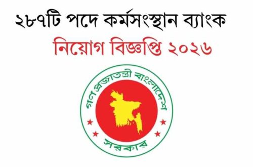 কর্মসংস্থান ব্যাংক নিয়োগ বিজ্ঞপ্তি ২০২৬ – ২৮৭টি পদে বিশাল নিয়োগ ১৪৮৫ শূন্যপদ সমাজসেবা অধিদপ্তর নিয়োগ বিজ্ঞপ্তি ২০২৬